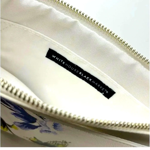 White House Black Market Hydrangea Studded Floral Clutch Wristlet White/Multi - Picture 6 of 8